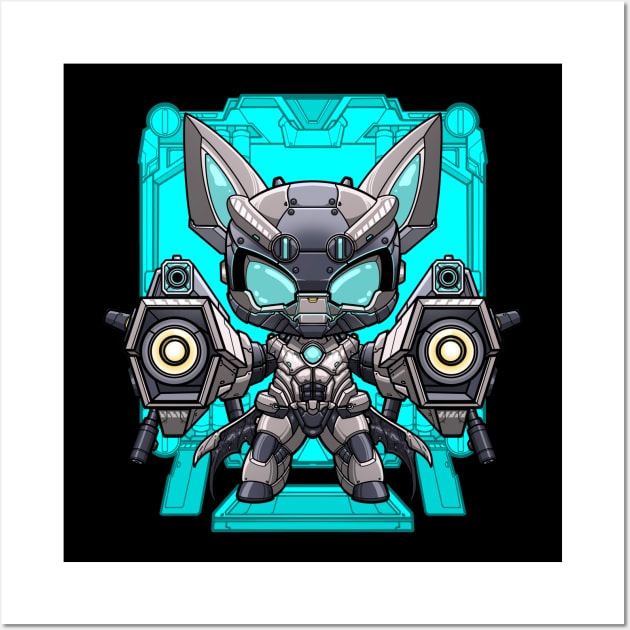 The Batbot - Cute Chibi Batman Robot Wall Art by eleazarion